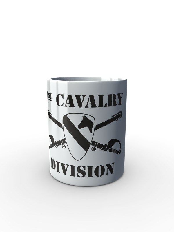 Bílý hrnek 1st Cavalry Division Sabres and Horse