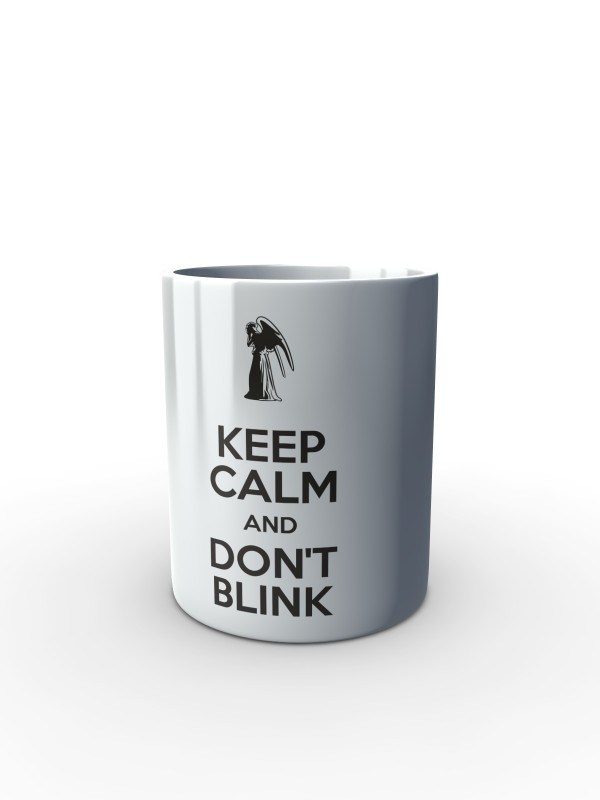 Bílý hrnek KEEP CALM AND DON'T BLINK