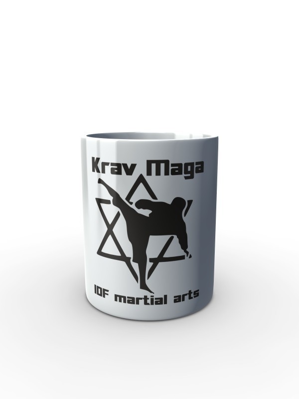 Bílý hrnek Krav Maga IDF martial arts