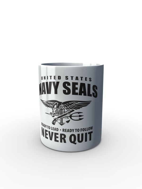 Bílý hrnek United States NAVY SEALS Never Quit