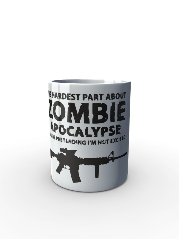 Bílý hrnek Zombie Apocalypse M4 Carbine