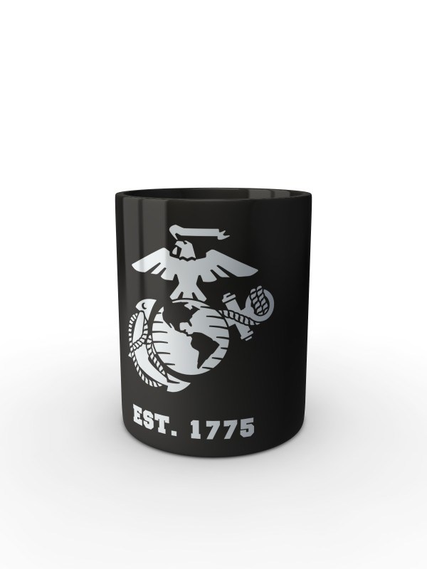 Černý hrnek EGA Marines EST. 1775