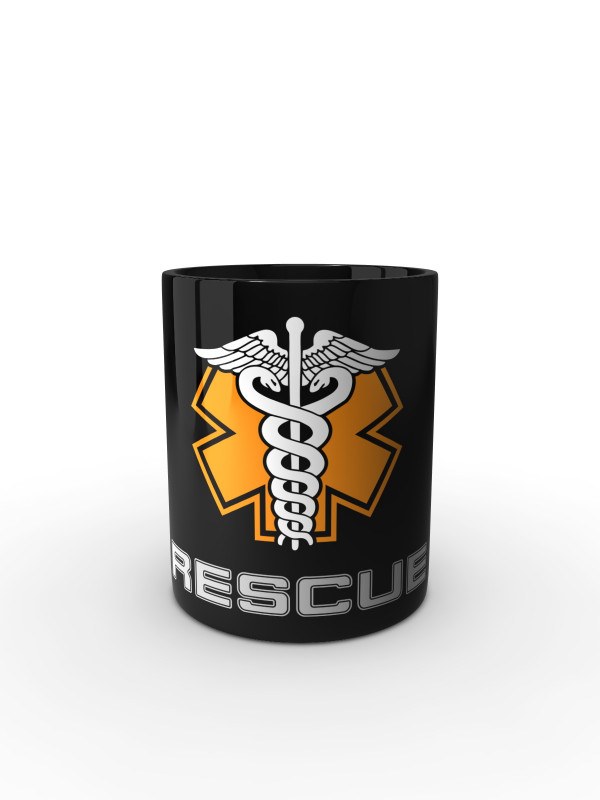 Černý hrnek Rescue