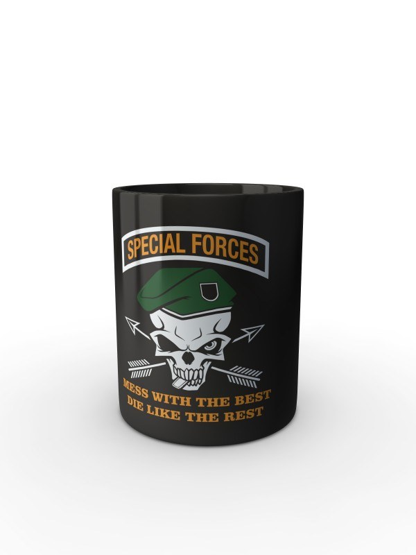 Černý hrnek Special Forces Mess With The Best Die Like The Rest