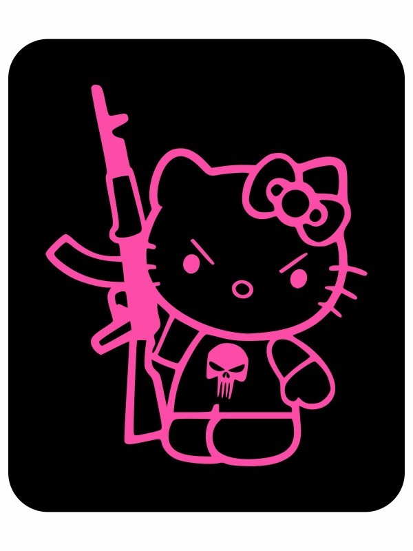 Samolepka Hello Kitty Punisher Kalashnikov