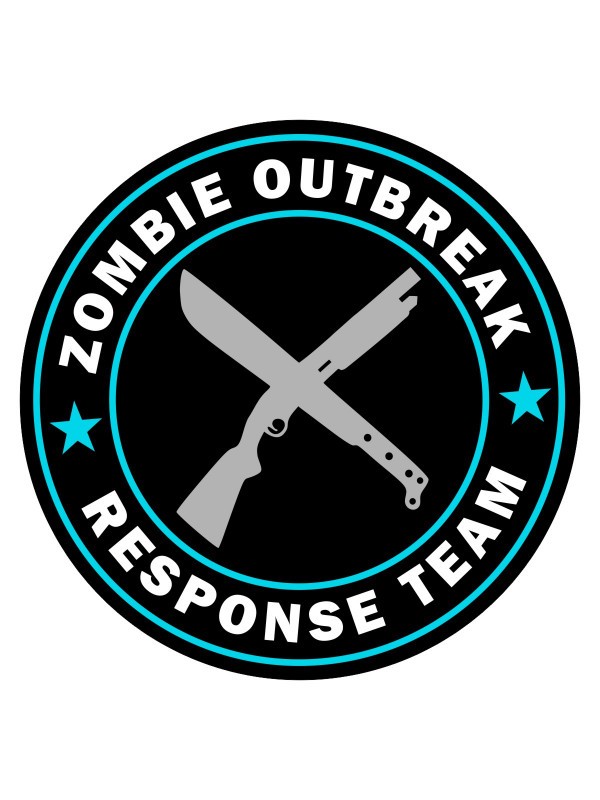Samolepka Zombie Outbreak Response Team Machete and Shotgun