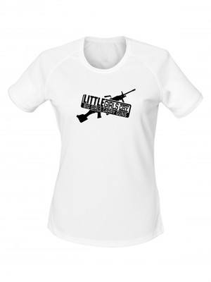 AKCE Dámské funkční tričko LITTLE GIRLS CRY BIG GIRLS CARRY GUNS M249 - bílé, M