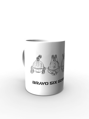 Bílý hrnek BRAVO SIX - going dark