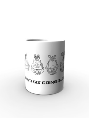 Bílý hrnek BRAVO SIX - going dark