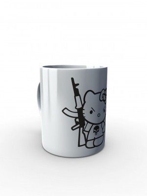 Bílý hrnek Hello Kitty Punisher Kalashnikov