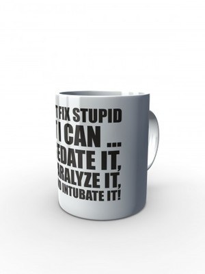 Bílý hrnek I CAN'T FIX STUPID