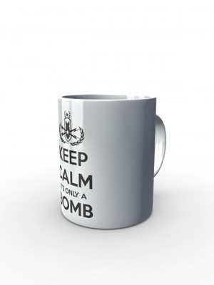 Bílý hrnek KEEP CALM IT'S ONLY A BOMB