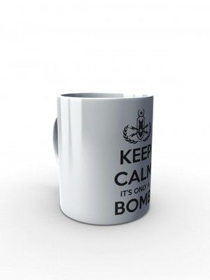 Bílý hrnek KEEP CALM IT'S ONLY A BOMB