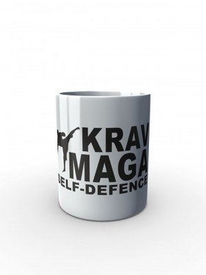 Bílý hrnek Krav Maga - self defence fighter