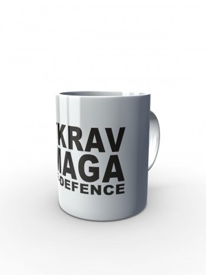 Bílý hrnek Krav Maga - self defence fighter