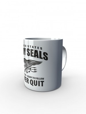 Bílý hrnek United States NAVY SEALS Never Quit