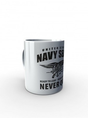 Bílý hrnek United States NAVY SEALS Never Quit