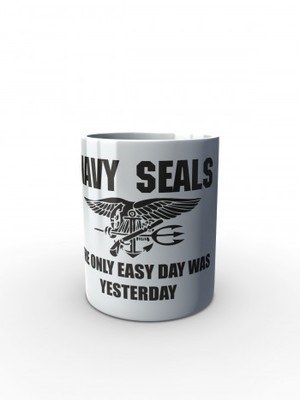 Bílý hrnek United States NAVY SEALS The Only Easy Day Was Yesterday