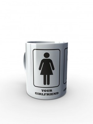 Bílý hrnek Your Girlfriend My Girlfriend