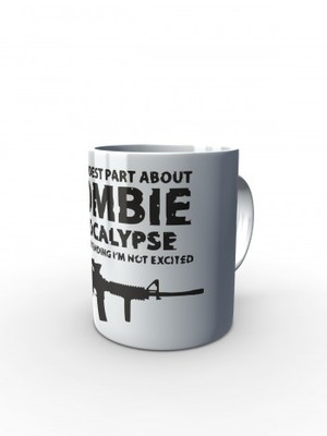 Bílý hrnek Zombie Apocalypse M4 Carbine