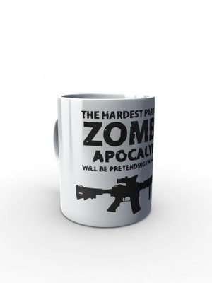 Bílý hrnek Zombie Apocalypse M4 Carbine