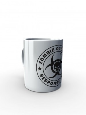 Bílý hrnek Zombie Outbreak Response Team Skull