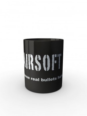 Černý hrnek AIRSOFT Because real bullets hurt