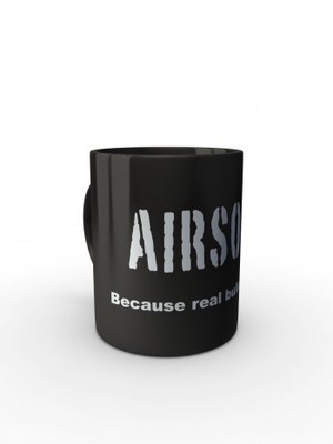 Čern&yacute; hrnek AIRSOFT Because real bullets hurt