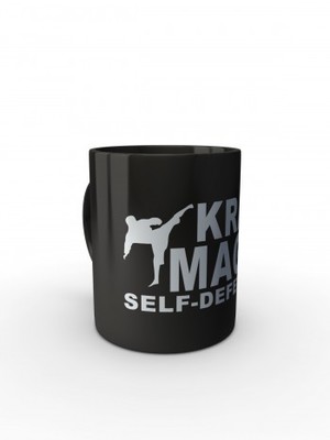Černý hrnek Krav Maga - self defence fighter