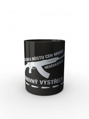Černý hrnek VAROVNÝ VÝSTŘEL