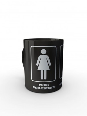 Černý hrnek Your Girlfriend My Girlfriend